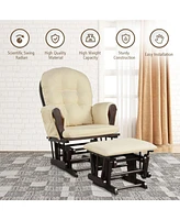Gymax Baby Nursery Relax Rocker Rocking Chair Glider & Ottoman Set w/ Cushion