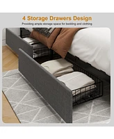 gaomon Queen Size Platform Bed Frame with 4 Storage Drawers,No Fixed Headboard