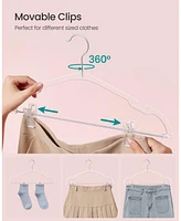 Slickblue Pants Hangers 30-Pack Clear Plastic Hangers with Adjustable Clips, Wide Shoulder Notches & 360 Swivel Hook, 16 x 8.9 Inches for Pants, Skirt