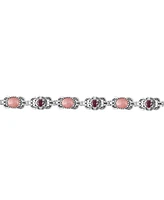 American West Jewelry Sterling Silver Rhodochrosite Rhodolite Garnet Concha Link Bracelet, Size Large