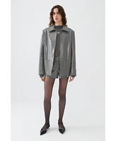 Nocturne Women's Shirt Collar Faux Leather Jacket