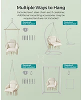 Slickblue Boho Hanging Chair with Large Thick Cushion, Hammock Swing Chair for Bedroom or Indoor Use