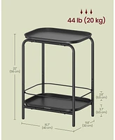 2-Tier Side Table – Outdoor Accent End Table, Metal Coffee with Tray Storage, Small Sofa Modern Nightstand for Living Room & Bedroom