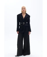 Nocturne Women's Self-Belted Double Breasted Jacket