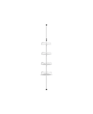 Slickblue Rust-Resistant 4-Tier Corner Shower Caddy with Tension Pole for Organized Storage