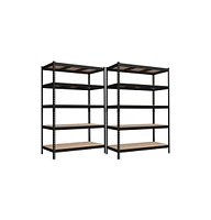 Slickblue 5-Tier Storage Shelves, Garage Storage, Boltless Assembly Adjustable Units (Set of 2)