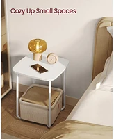 Slickblue End Table – Side Table with Fabric Basket, Modern Square Nightstand for Living Room & Bedroom