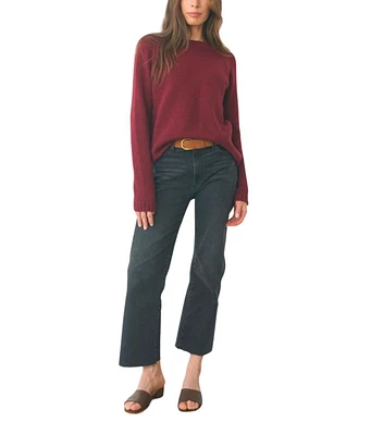 Paneros Clothing Women's Cotton Sloane Crewneck Pullover Sweater Burgundy
