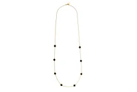 Rivka Friedman Long Onyx Clover Station Necklace