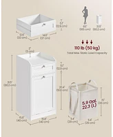 Slickblue Freestanding Bathroom Laundry Cabinet with 2 Drawers & Tilt-Out Hampers with Handles