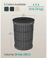 Slickblue 95L Round Laundry Hamper with Lid, Large Capacity Basket Removable Fabric Liner for Bedroom or Room