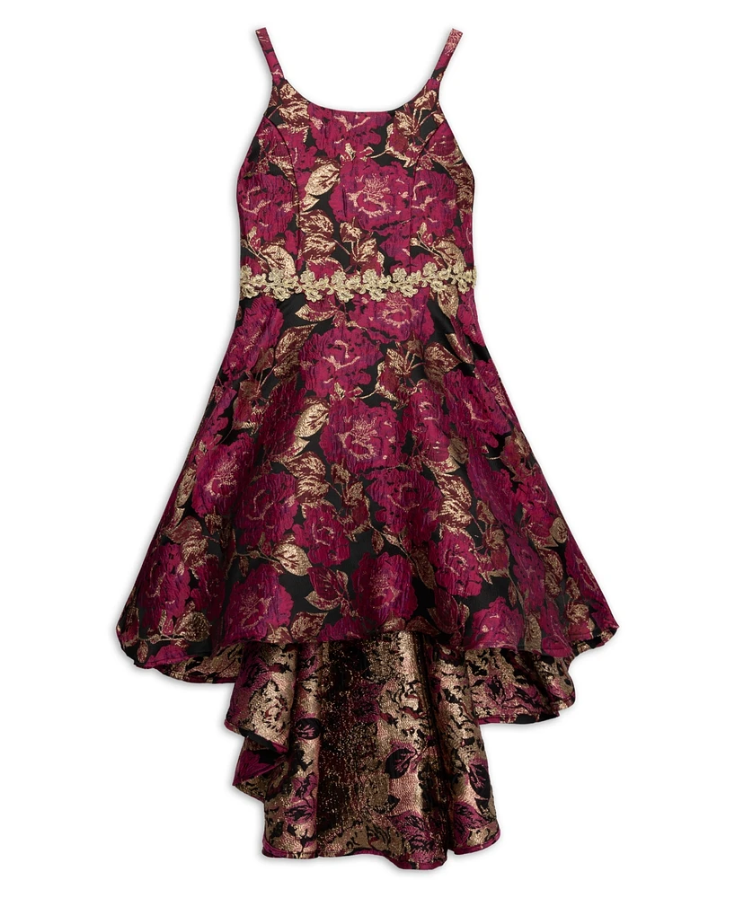 Speechless Big Girls Embroidered Waist with High Low Floral Dress