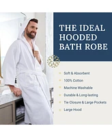 Ben Kaufman Hooded Velour Robe - Unisex Cotton Kimono Bathrobe for Men & Women, Luxury Hotel Spa Soft Plush & Lightweight - 1PK