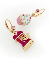 Betsey Johnson Faux Stone Cupcake Mismatch Drop Earrings