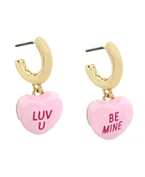 Betsey Johnson Pink Sweetheart Charm Huggie Earrings