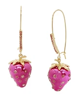 Betsey Johnson Faux Stone Strawberry Dangle Earrings