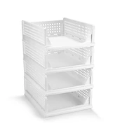 Sorbus Tier Open Front Plastic Stackable Baskets Stand - for closets, bedrooms, bathrooms