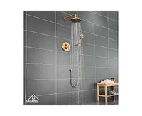 Casainc Wall Mount 2 Function Rainfall Shower System with 3 Setting Handheld, Rough-In Valve and Diverter