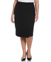 Rafaella Plus Ponte Asymmetrical Wrap Skirt