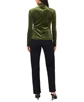 1.state Women's Long-Sleeve Velour Mock-Neck Top