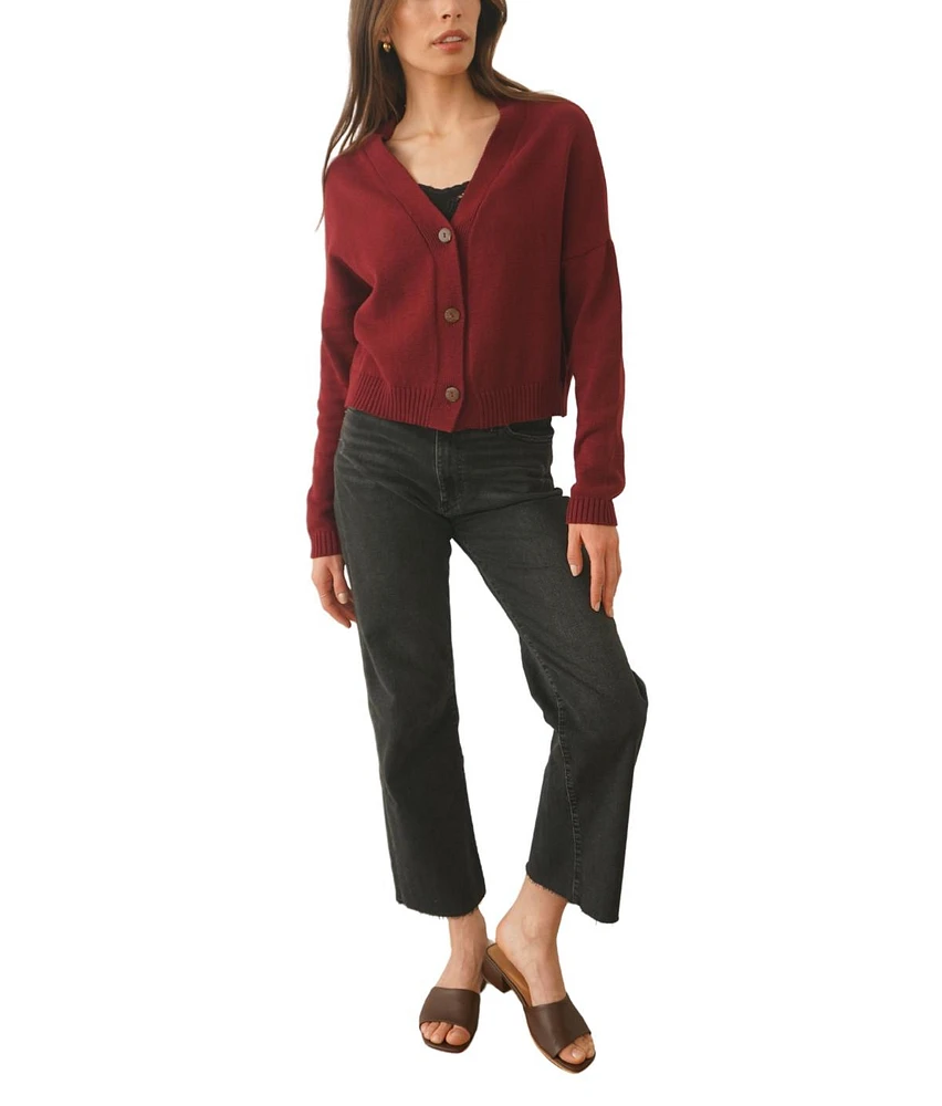 Paneros Clothing Women's Cotton Diana Crop Cardigan Burgundy