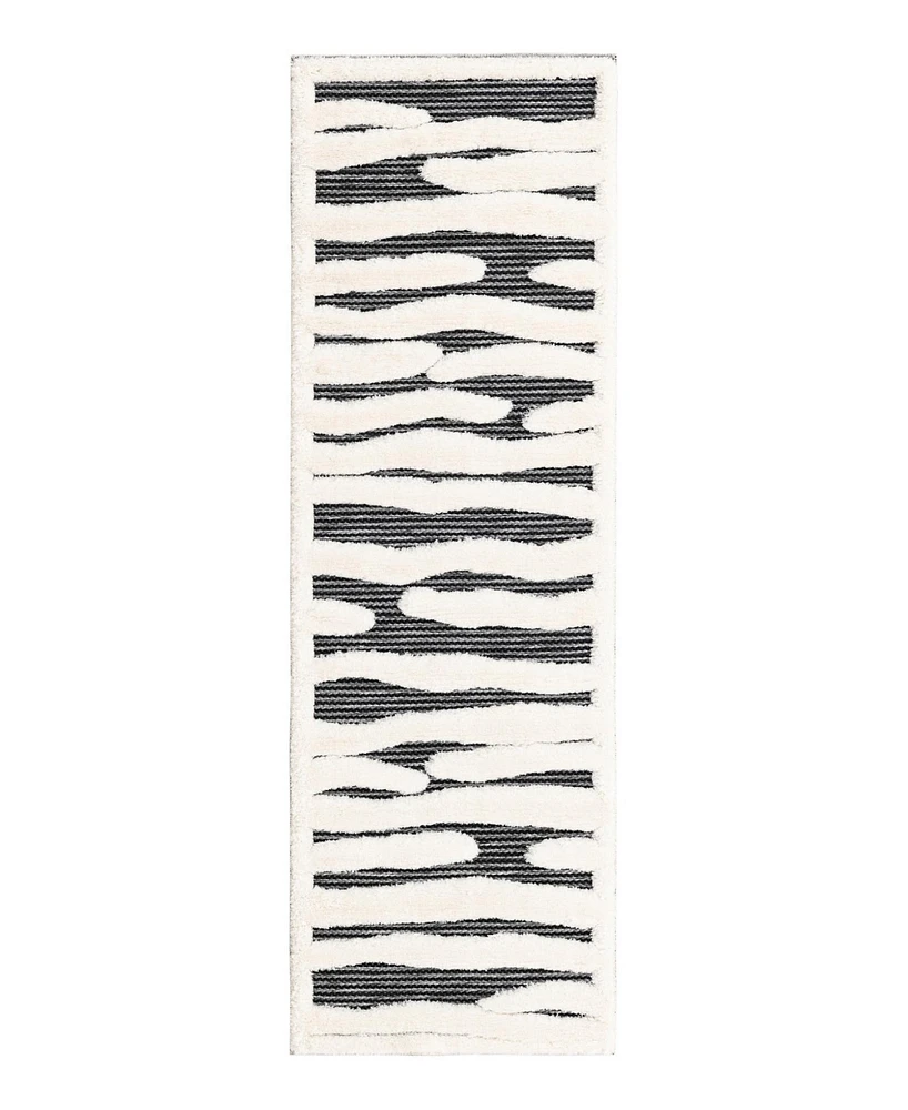 Bayshore Home Textured Tones Lines 2'x6'1" Runner Area Rug