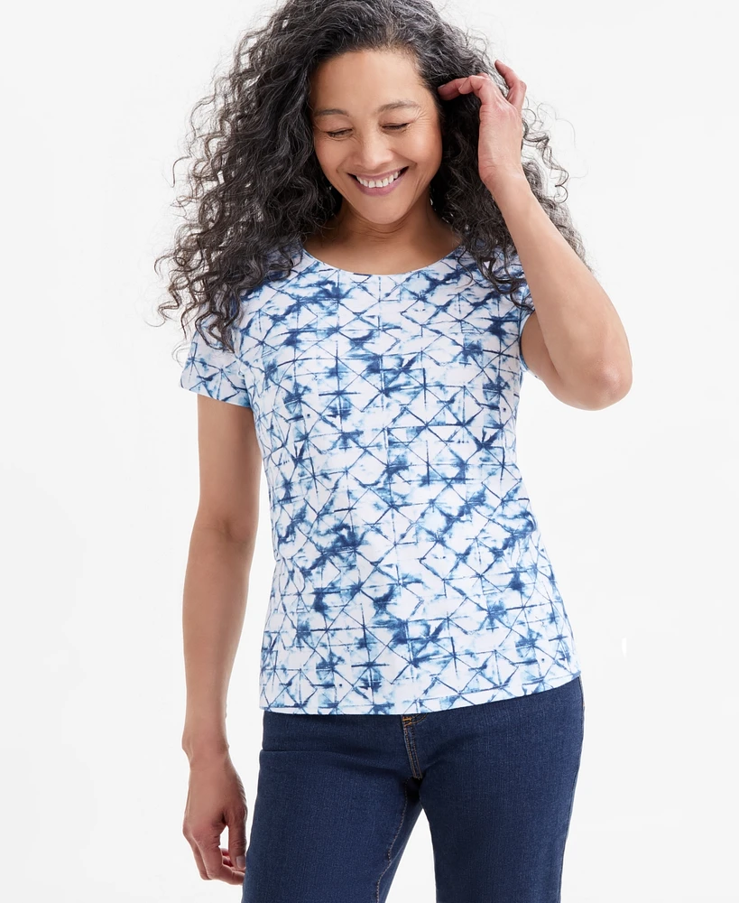 Style & Co Women's Printed Scoop-Neck Short-Sleeve Top, Exclusively at Macy's