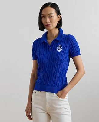 Lauren Ralph Lauren Women's Anchor-Logo Cable-Knit Polo Sweater