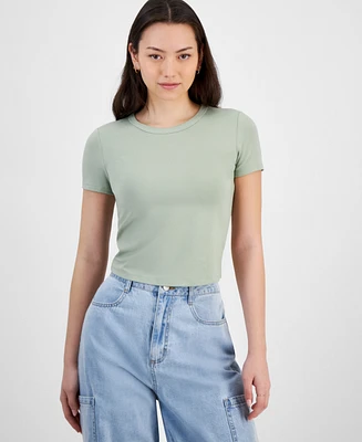 Hippie Rose Juniors' Short-Sleeve Cropped T-Shirt