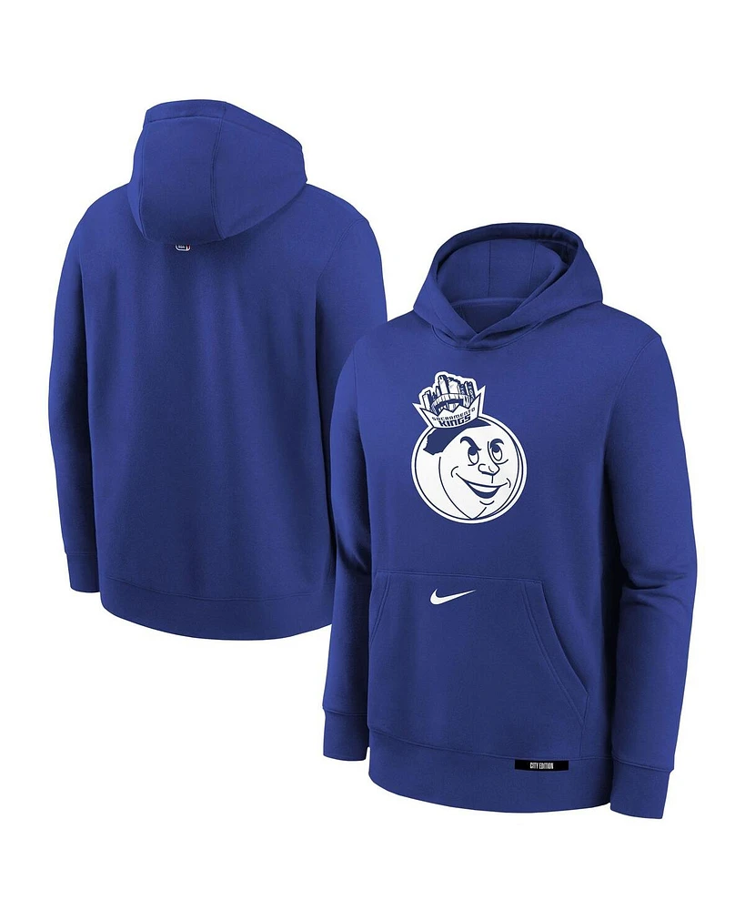 Nike Big Boys and Girls Blue Sacramento Kings 2024/25 City Edition Club Fleece Pullover Hoodie