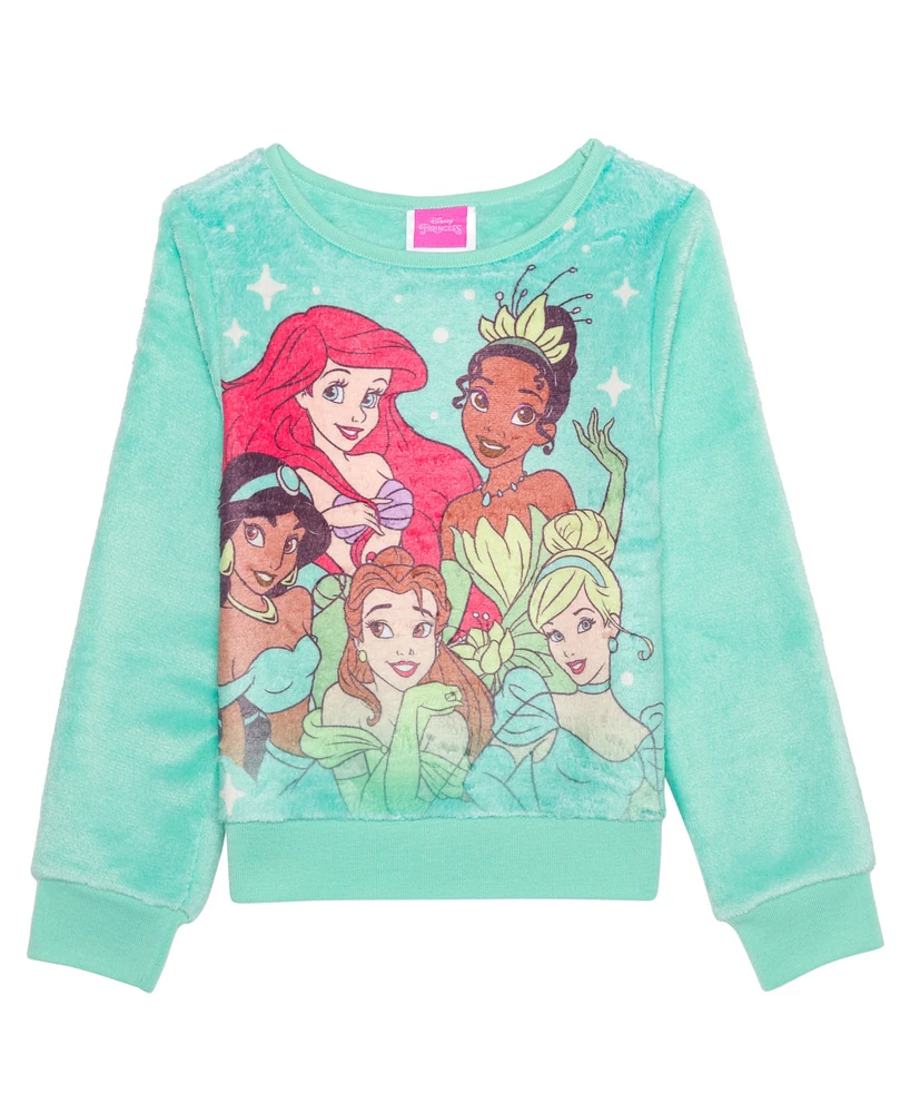 Disney Princess Toddler and Little Girls Long Sleeve Plush Pullover Sweatshirt