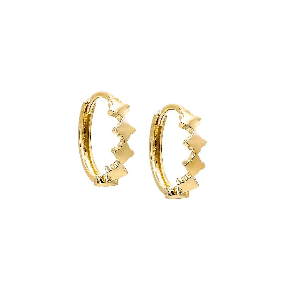 Solid Clovers Huggie Earring 14K