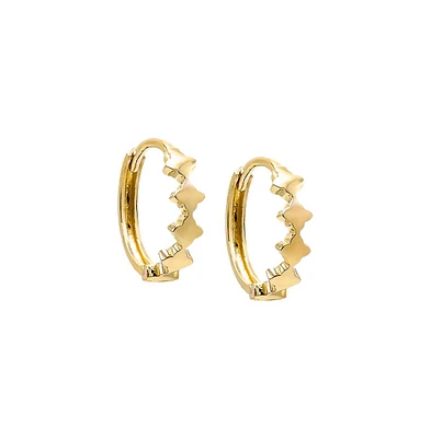 Solid Clovers Huggie Earring 14K