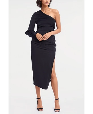 ONE33 Social Women's The Elana One-Shoulder Midi Cocktail Dress