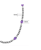 American West Jewelry Sterling Silver and Amethyst Bead Necklace, 17 to 20 Inches