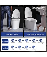 DeerValley Smart Bidet Toilet Elongated, Auto Open/Close Lid, Seat Heat, Foot Kick & Blackout Flush, Premium