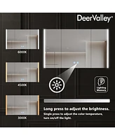 DeerValley 40'' W x 24'' H Led Bathroom Mirrors With Anti-Fog, Dimmer, Bluetooth Speaker, 3 Doors, Memory Vanit