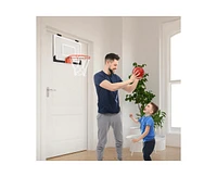 Ropoda Mini Basketball Hoop, Indoor Basketball Hoop for Kids, Mini Hoop with 4 Balls Over The Door Basketball Hoop 17"×12" Shatter Resistant Back