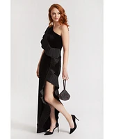 ONE33 Social Women's The Mercer Velvet Pleated Ruffle Gown