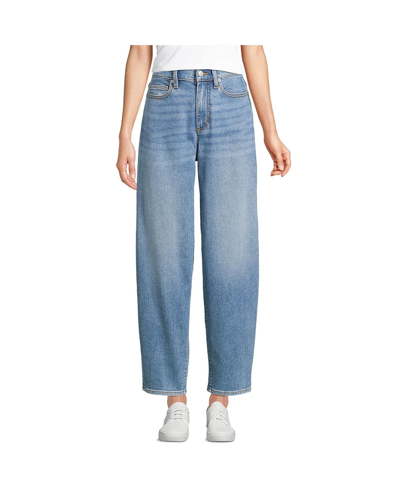 Lands' End Women's Recover High Rise Barrel Leg Ankle Jeans