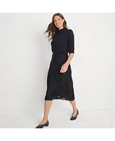 Lands' End Women's Satin Lace Trim Midi Skirt