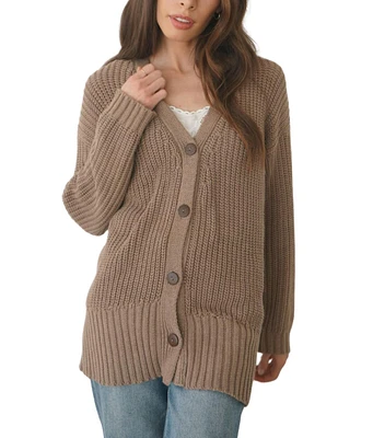 Paneros Clothing Women's Cotton Emily Cardigan Mocha