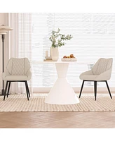 Boyel Living Fabric Diamond Shaped Soft Dining Chair with Metal Legs(Set of 2)