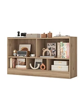 Gouun Kids 2-Shelf Bookcase 5-Cube Wood Toy Storage Cabinet Organizer