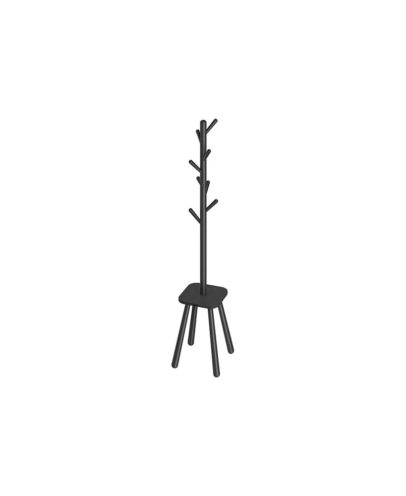 Slickblue Freestanding Coat Rack with 8 Hooks and Storage Shelf, Hall Tree for Entryway Organization