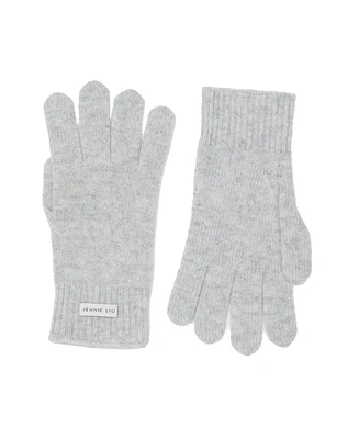 Jennie Liu 100% Cashmere Knitted Gloves(Black, One Size)