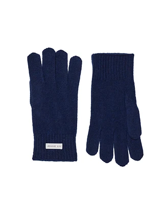 Jennie Liu 100% Cashmere Knitted Gloves(Black, One Size)