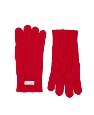 Jennie Liu 100% Cashmere Knitted Gloves(Black, One Size)