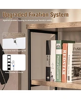 Gouun 5-Tier Industrial Bookshelf Display Storage Rack with Metal Frame
