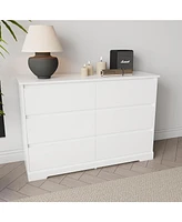 Sugift 6 Drawer White Dresser for Bedroom, Modern Chest of Drawer Wood Storage Cabinet for Entryway Living Room